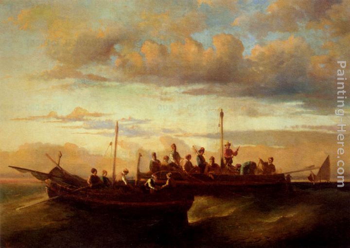 Italian Fishing Vessels at Dusk painting - Adolphe Monticelli Italian Fishing Vessels at Dusk art painting